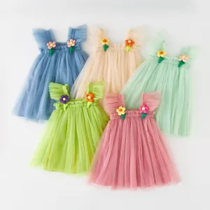 3D Flower Sleeveless Tulle Dress