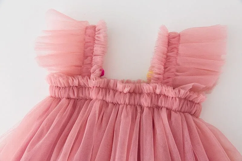3D Flower Sleeveless Tulle Dress