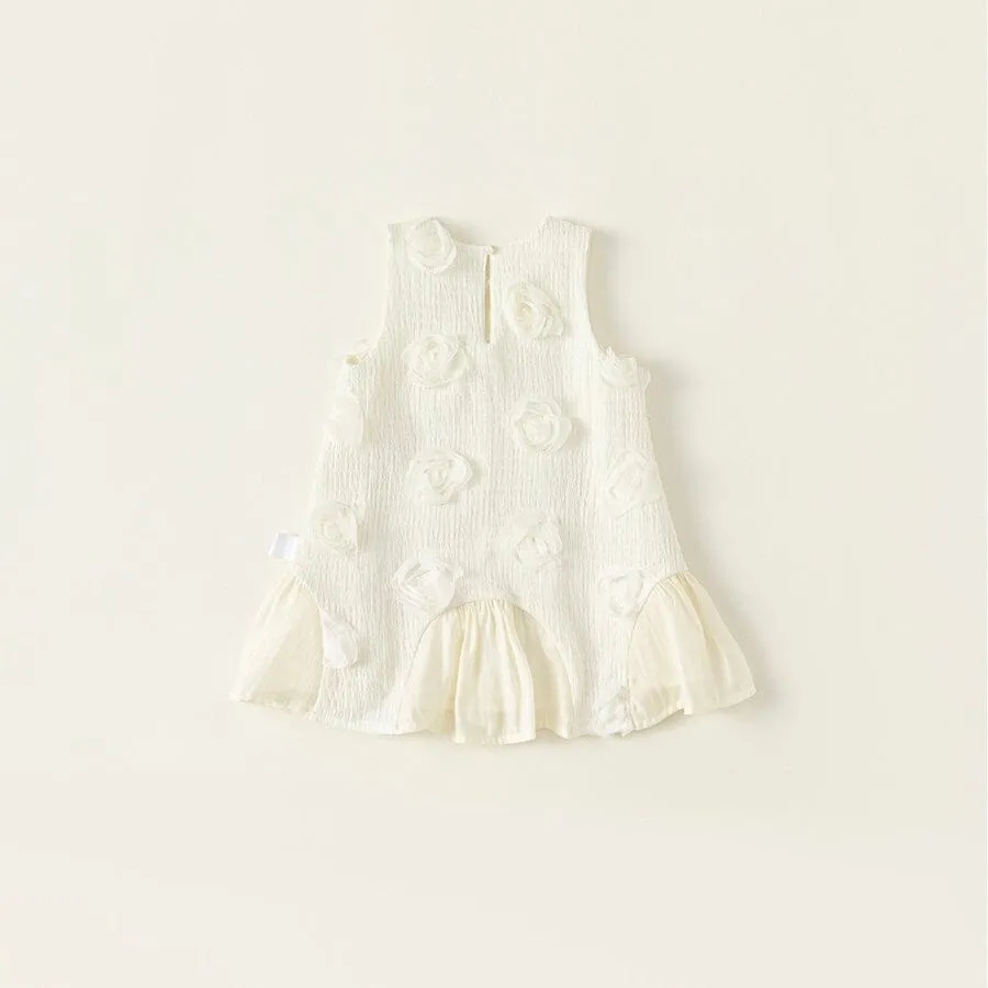 3D Rose Ruffle Sleeveless Dress