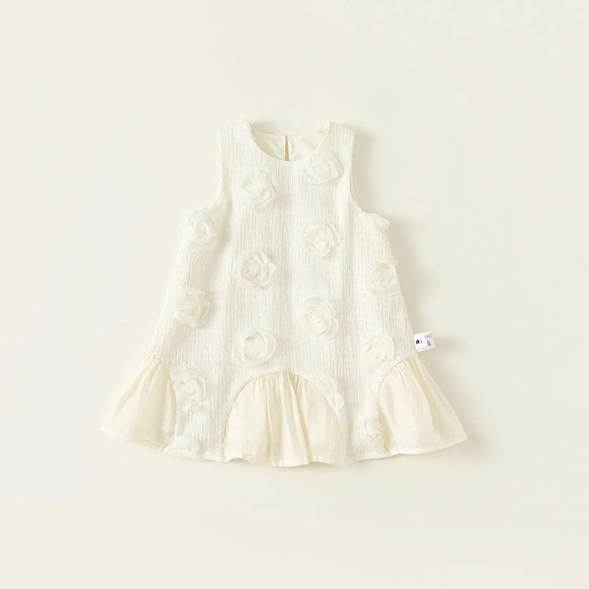 3D Rose Ruffle Sleeveless Dress