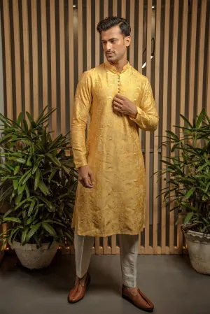 Amber Yellow Embroidered Kurta set