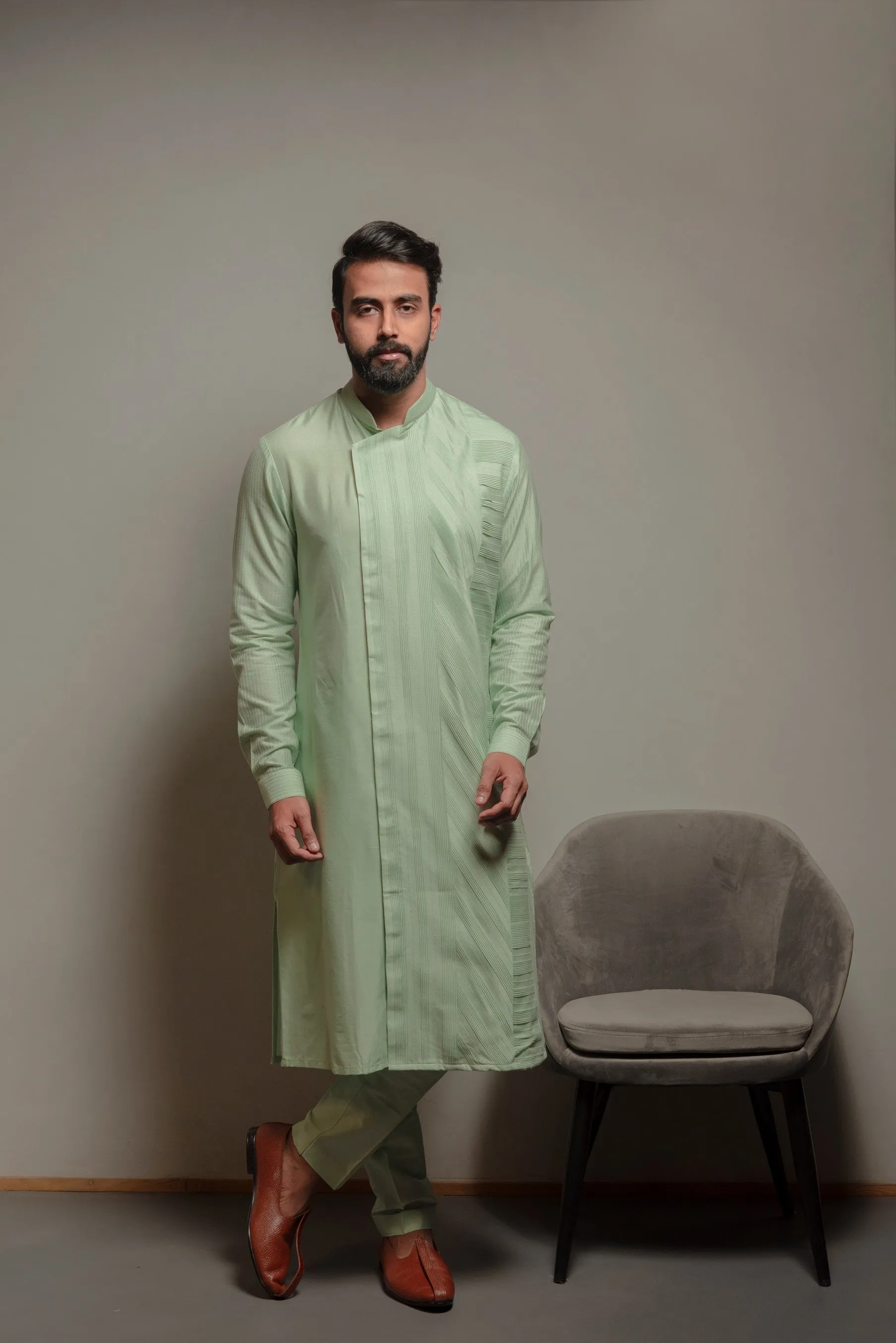 Aqua Asymmetric Kurta Set