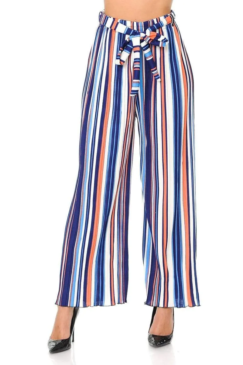 Auliné Collection Womens Accordion Pleated High Waisted Wide Leg Palazzo Pants