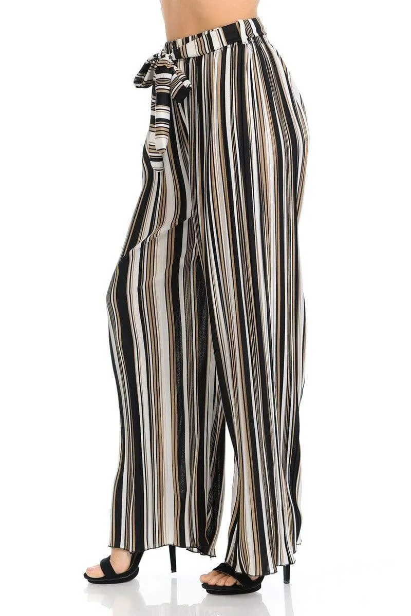 Auliné Collection Womens Accordion Pleated High Waisted Wide Leg Palazzo Pants