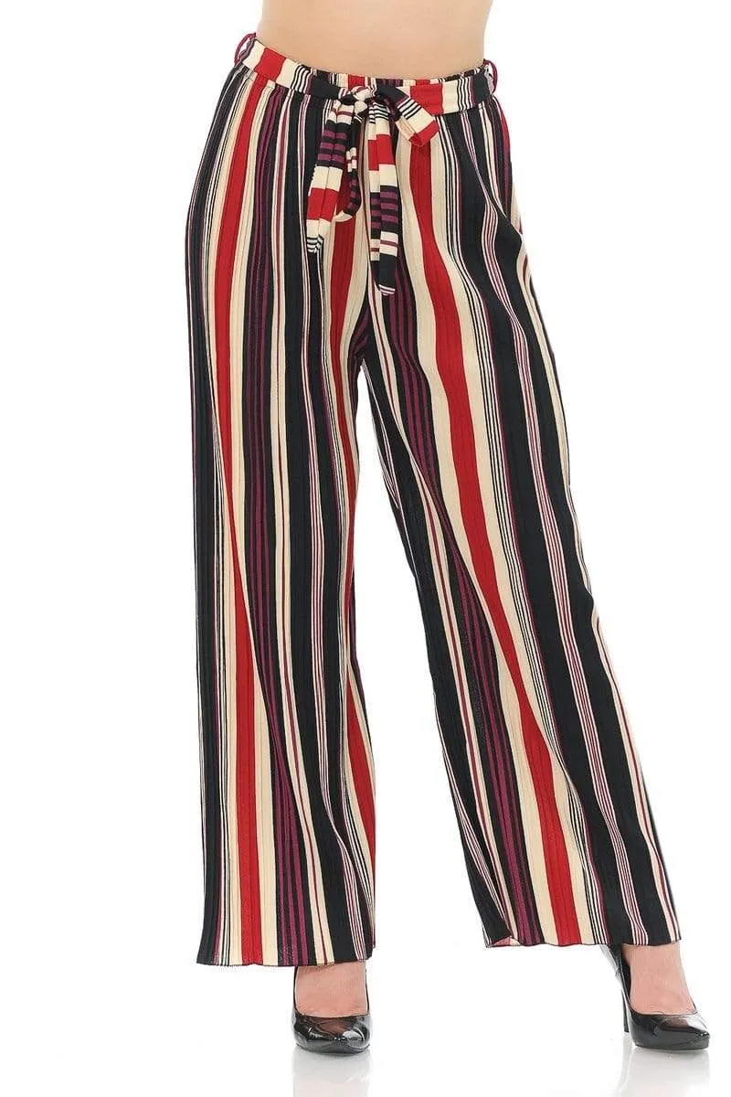 Auliné Collection Womens Accordion Pleated High Waisted Wide Leg Palazzo Pants