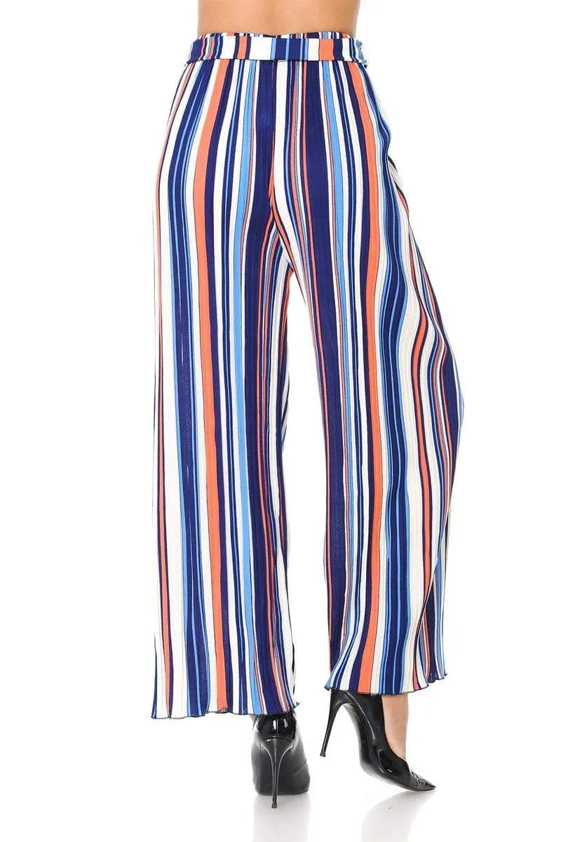 Auliné Collection Womens Accordion Pleated High Waisted Wide Leg Palazzo Pants