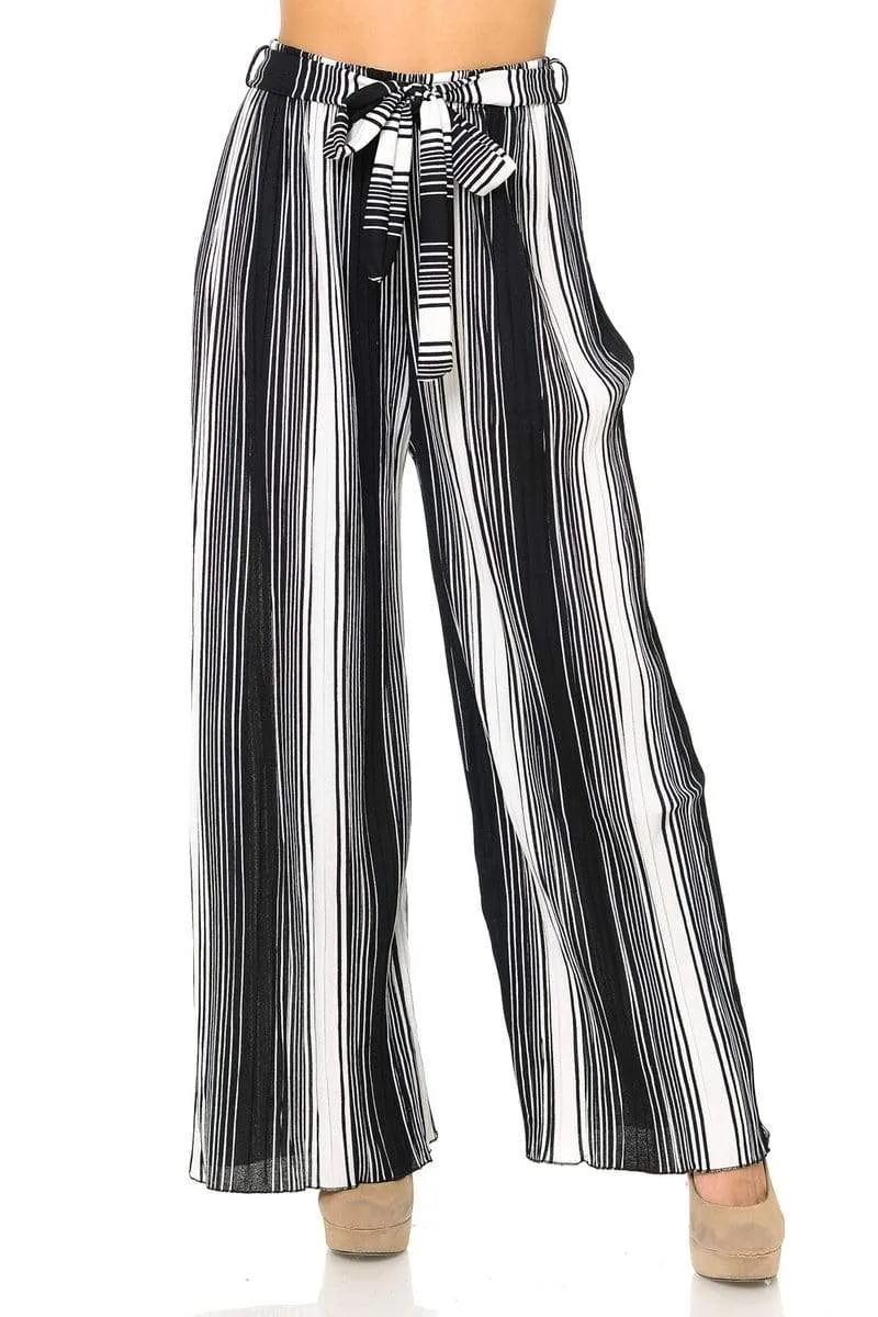 Auliné Collection Womens Accordion Pleated High Waisted Wide Leg Palazzo Pants