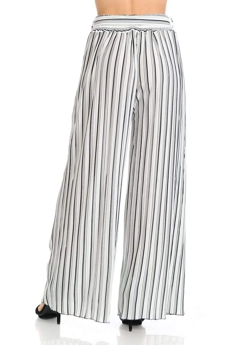 Auliné Collection Womens Accordion Pleated High Waisted Wide Leg Palazzo Pants