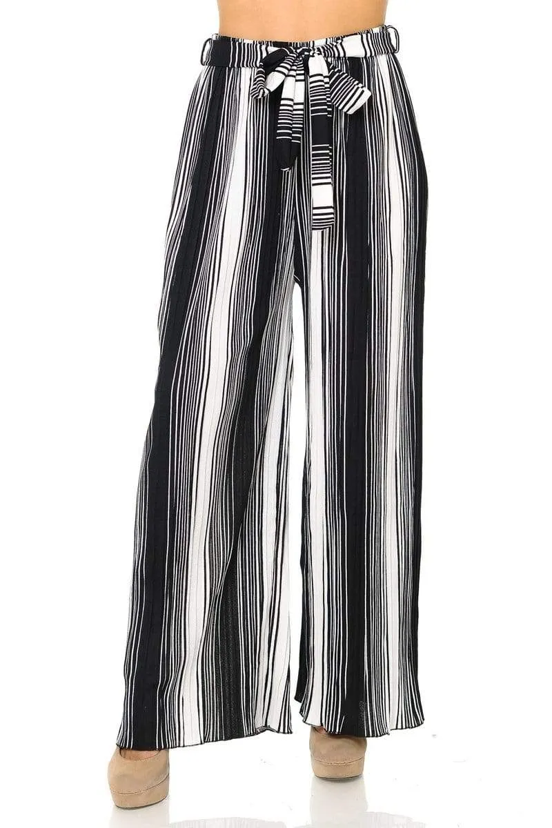 Auliné Collection Womens Accordion Pleated High Waisted Wide Leg Palazzo Pants