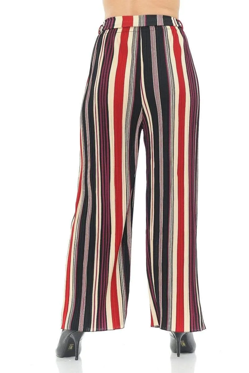 Auliné Collection Womens Accordion Pleated High Waisted Wide Leg Palazzo Pants