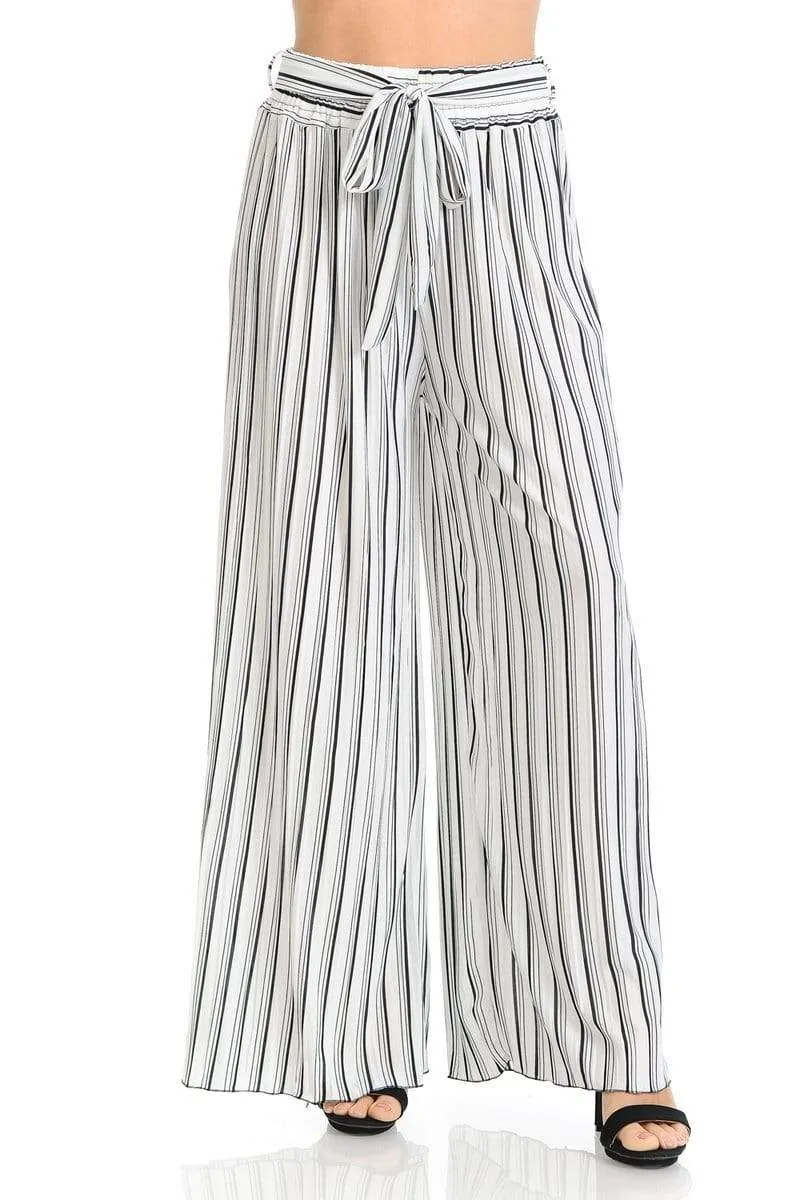 Auliné Collection Womens Accordion Pleated High Waisted Wide Leg Palazzo Pants