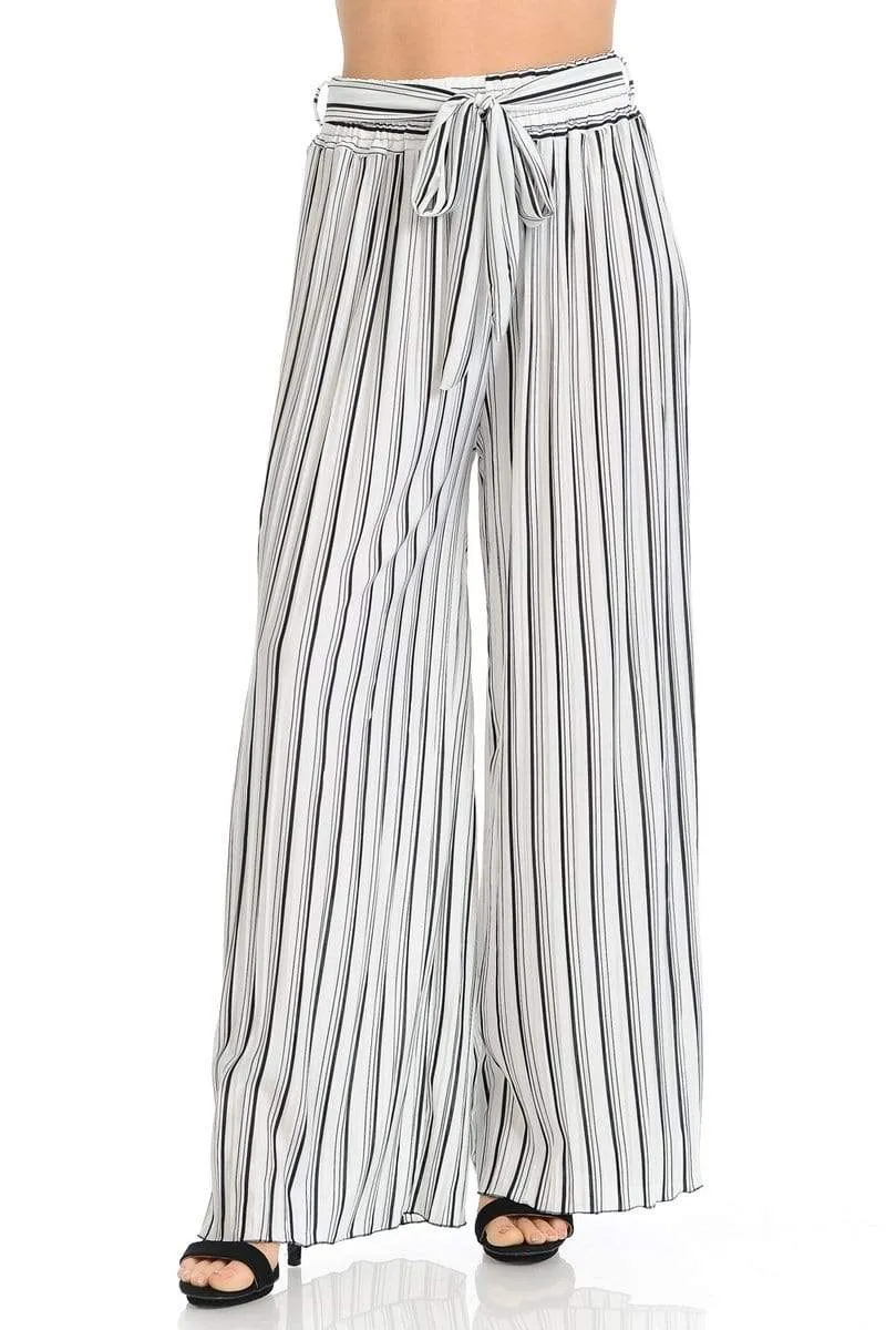 Auliné Collection Womens Accordion Pleated High Waisted Wide Leg Palazzo Pants