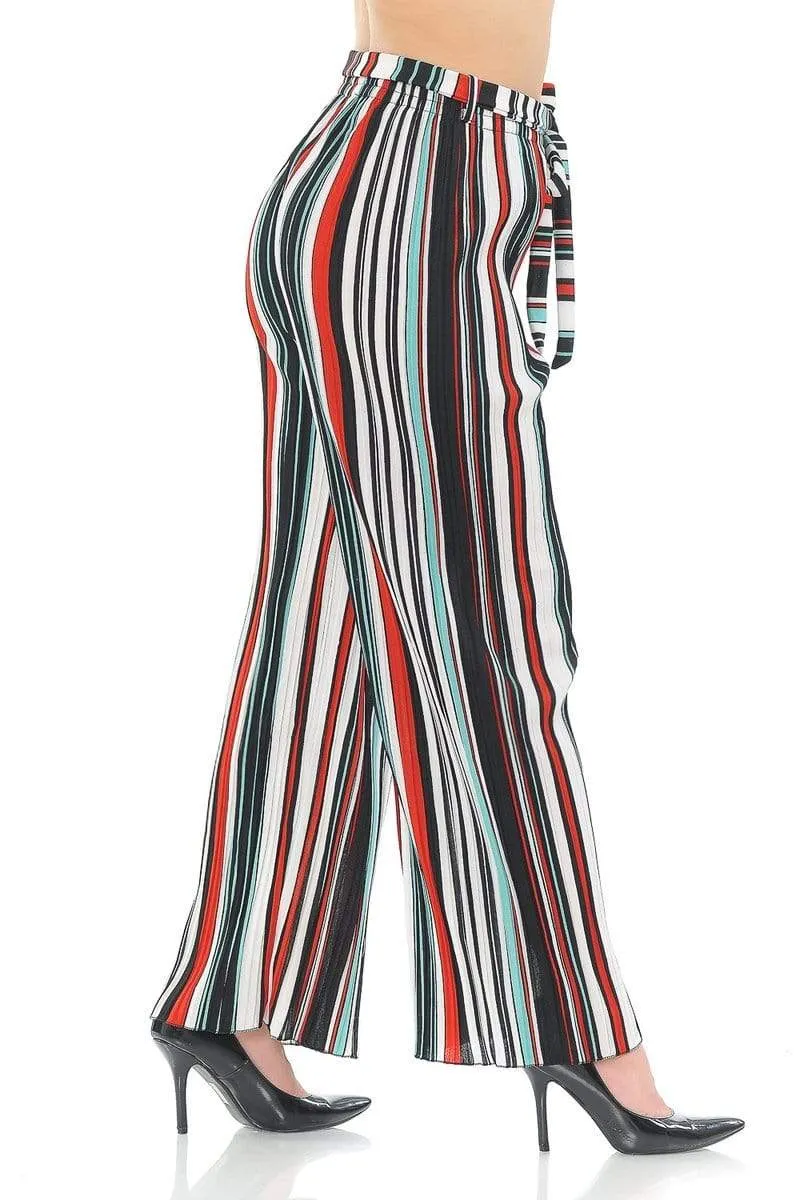 Auliné Collection Womens Accordion Pleated High Waisted Wide Leg Palazzo Pants