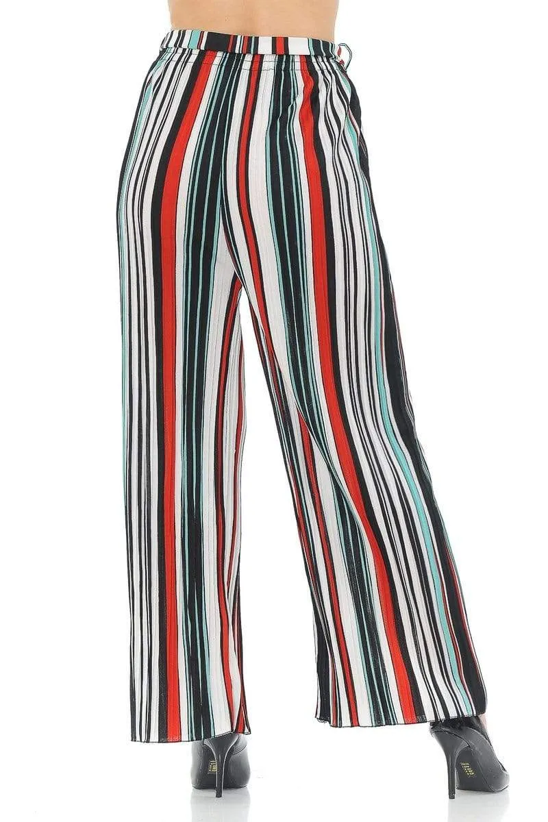 Auliné Collection Womens Accordion Pleated High Waisted Wide Leg Palazzo Pants