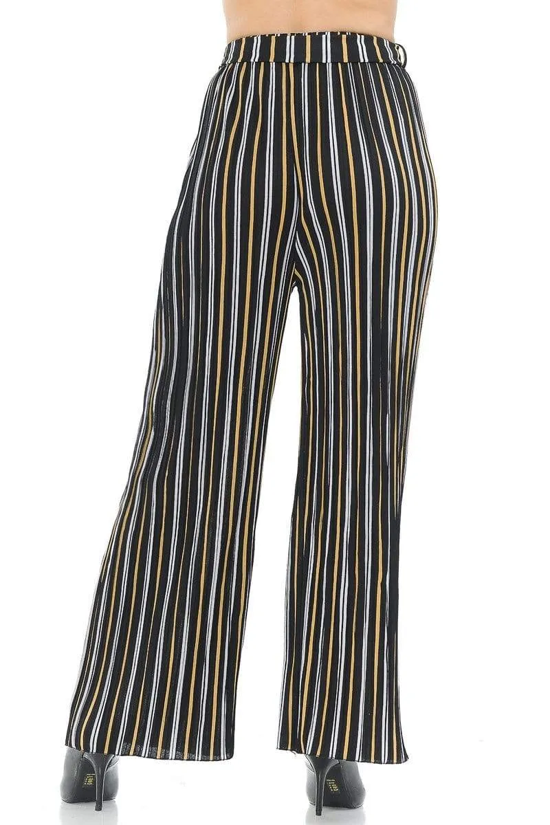 Auliné Collection Womens Accordion Pleated High Waisted Wide Leg Palazzo Pants