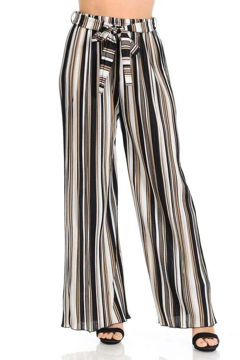 Auliné Collection Womens Accordion Pleated High Waisted Wide Leg Palazzo Pants