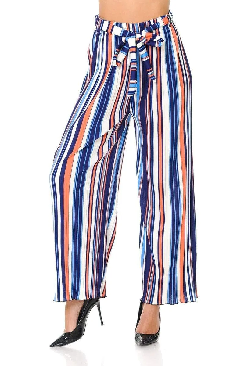 Auliné Collection Womens Accordion Pleated High Waisted Wide Leg Palazzo Pants