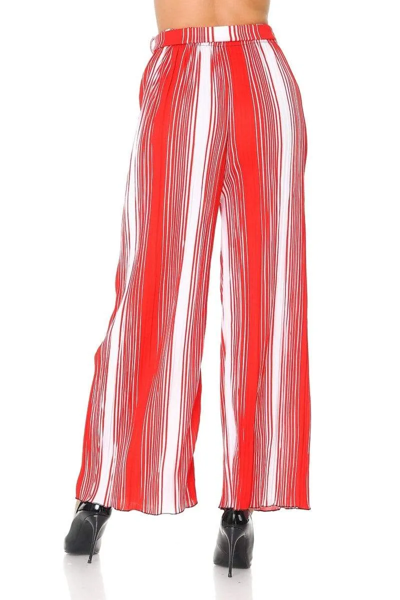 Auliné Collection Womens Accordion Pleated High Waisted Wide Leg Palazzo Pants