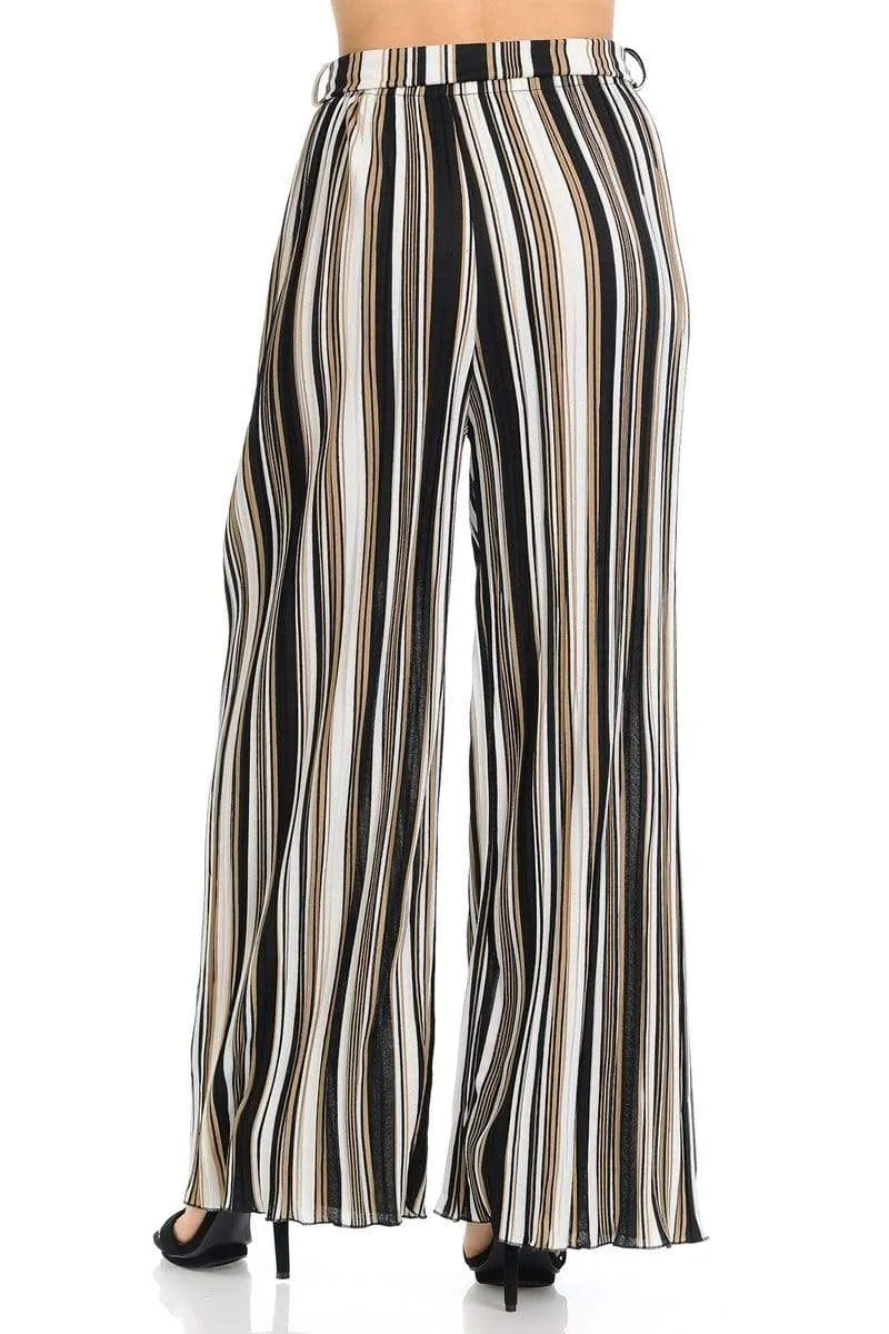 Auliné Collection Womens Accordion Pleated High Waisted Wide Leg Palazzo Pants