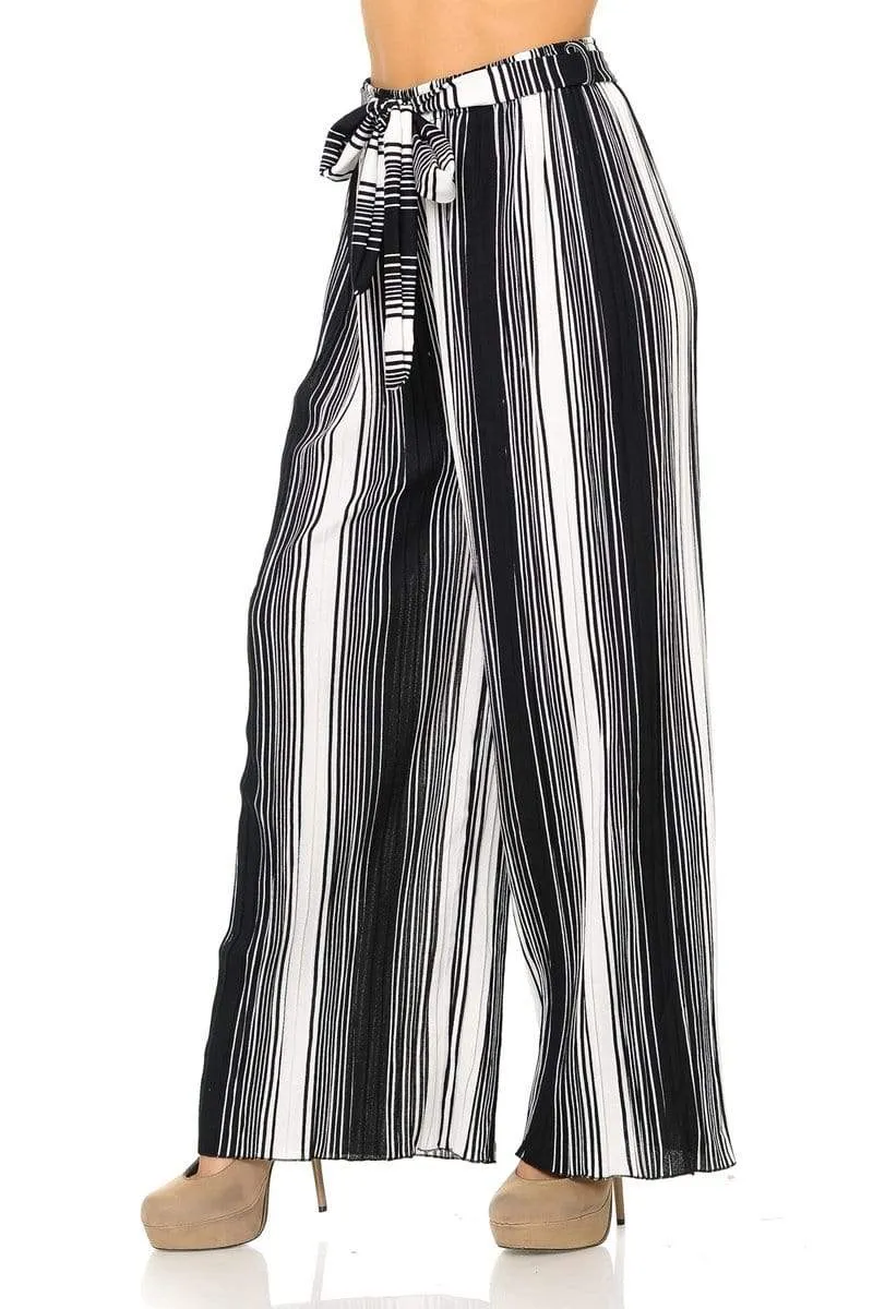 Auliné Collection Womens Accordion Pleated High Waisted Wide Leg Palazzo Pants