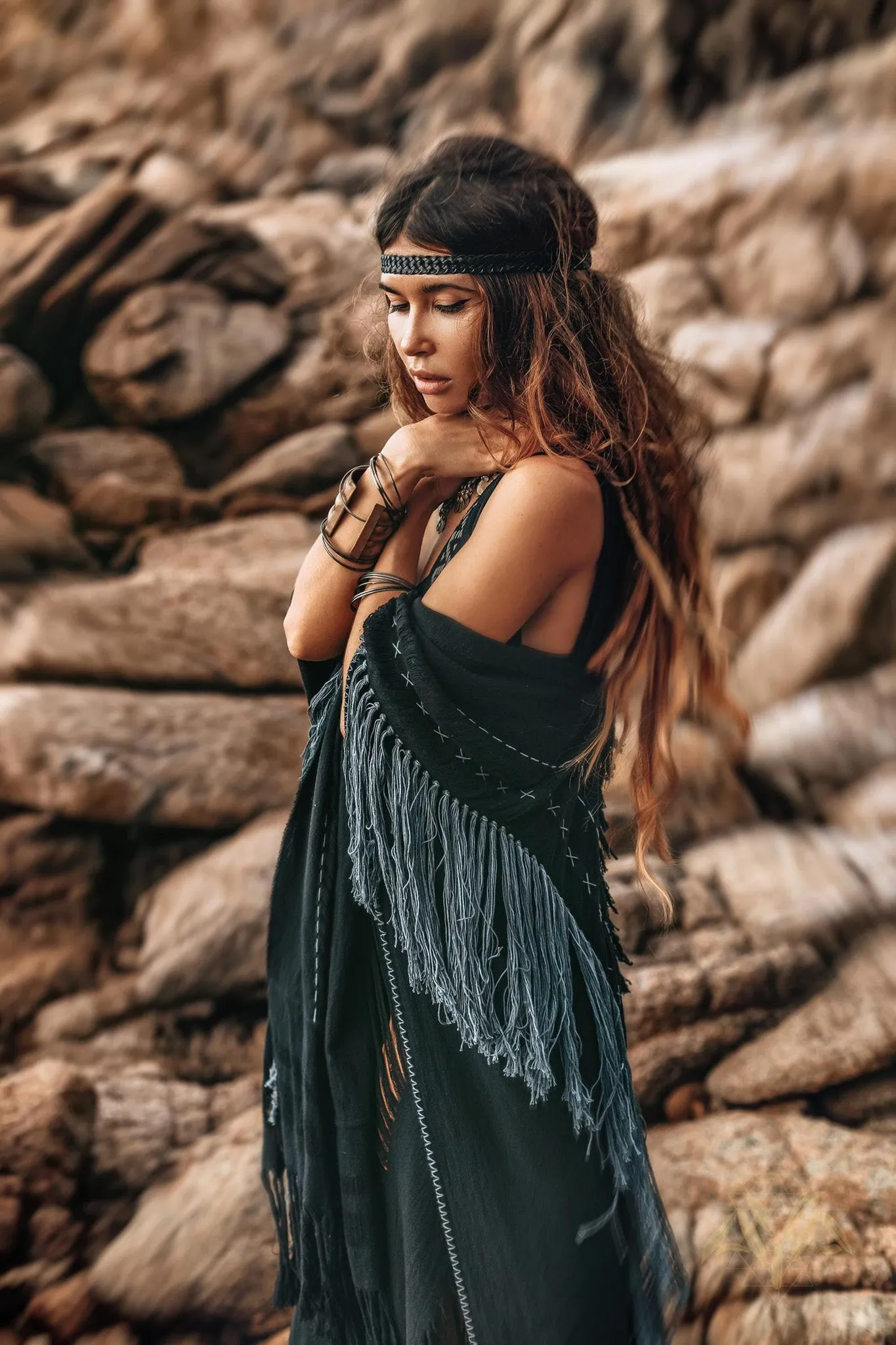Black Poncho • Bohemian Poncho • Plus Size Clothing