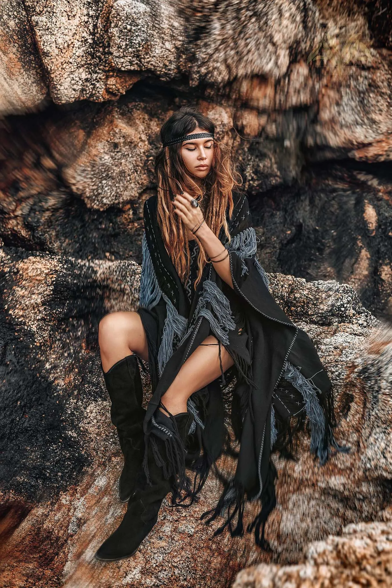 Black Poncho • Bohemian Poncho • Plus Size Clothing