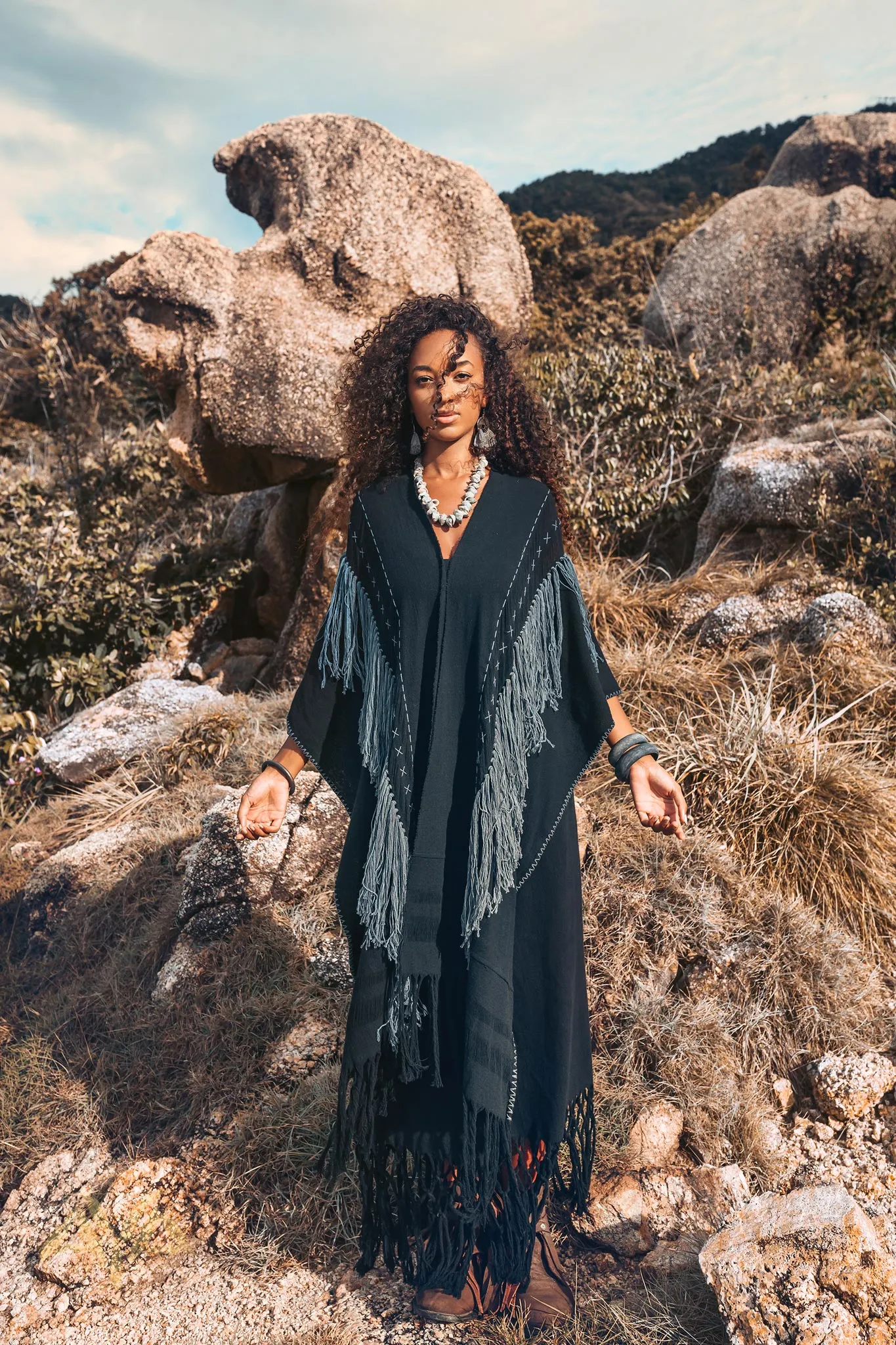 Black Poncho • Bohemian Poncho • Plus Size Clothing