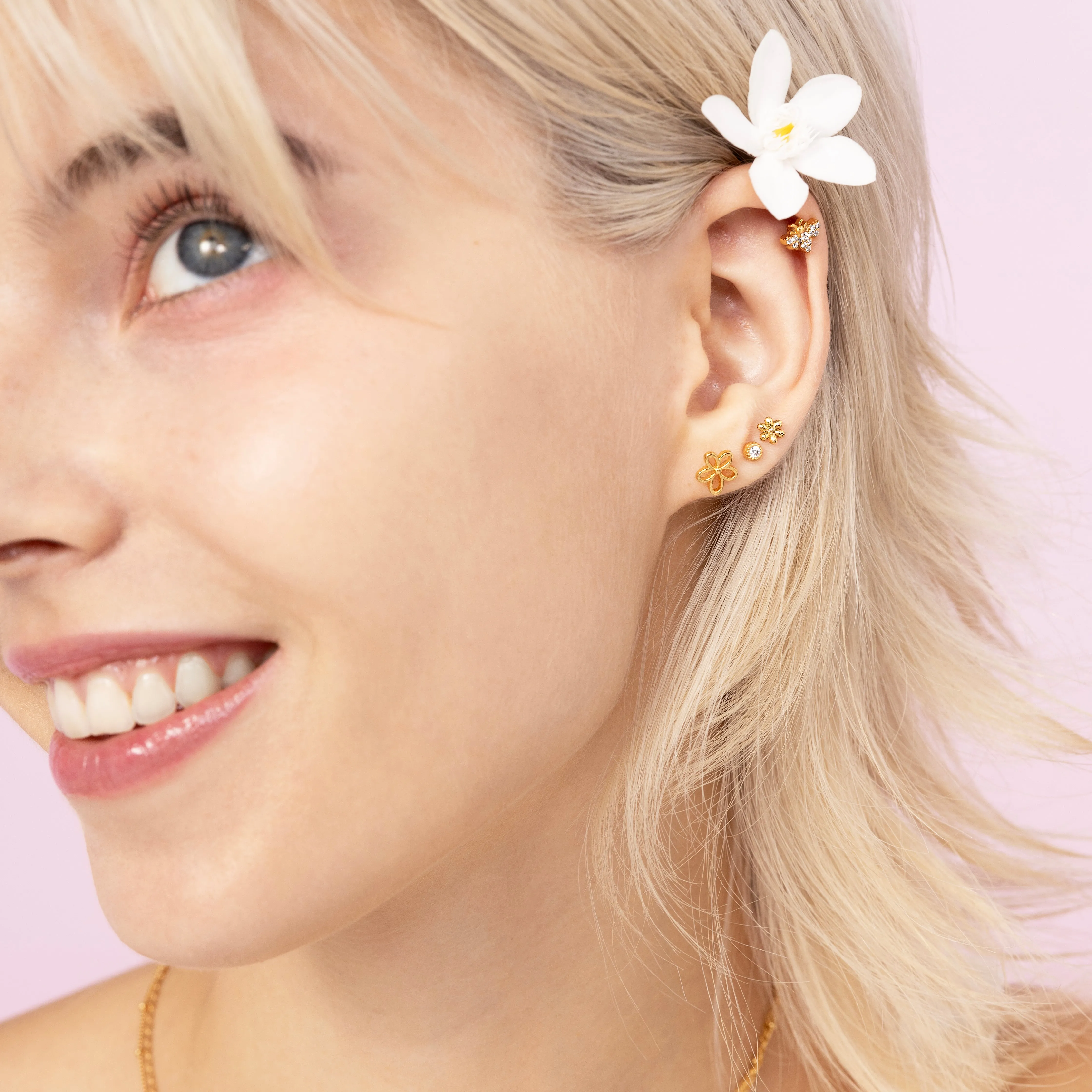 Blooming Flower Flatback Earring