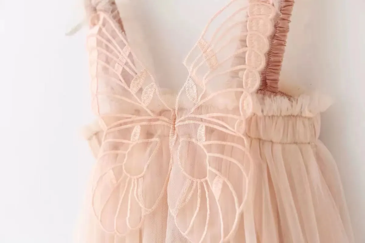 Butterfly Princess Sleeveless Tulle Dress