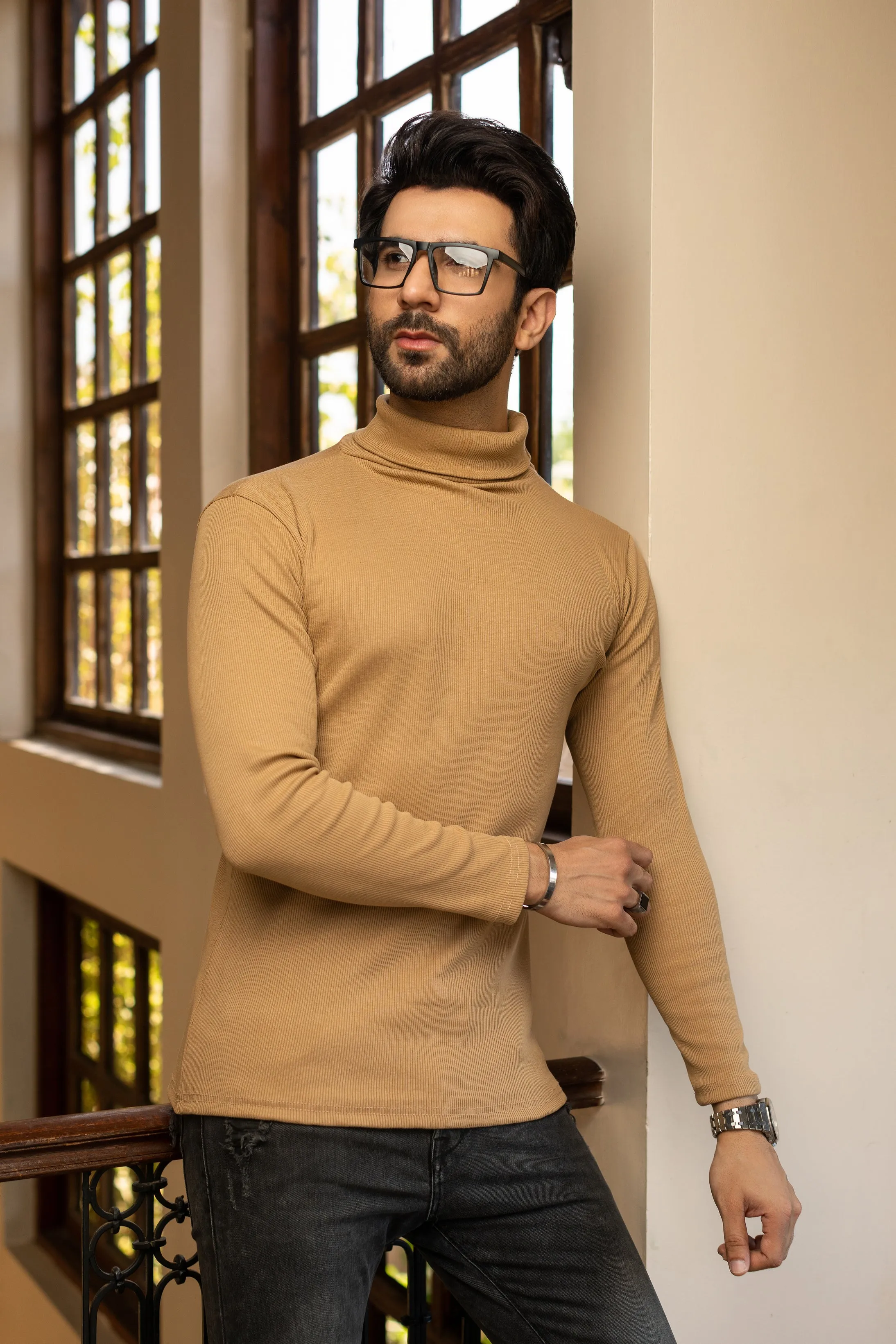 Caramel brown Men's highneck