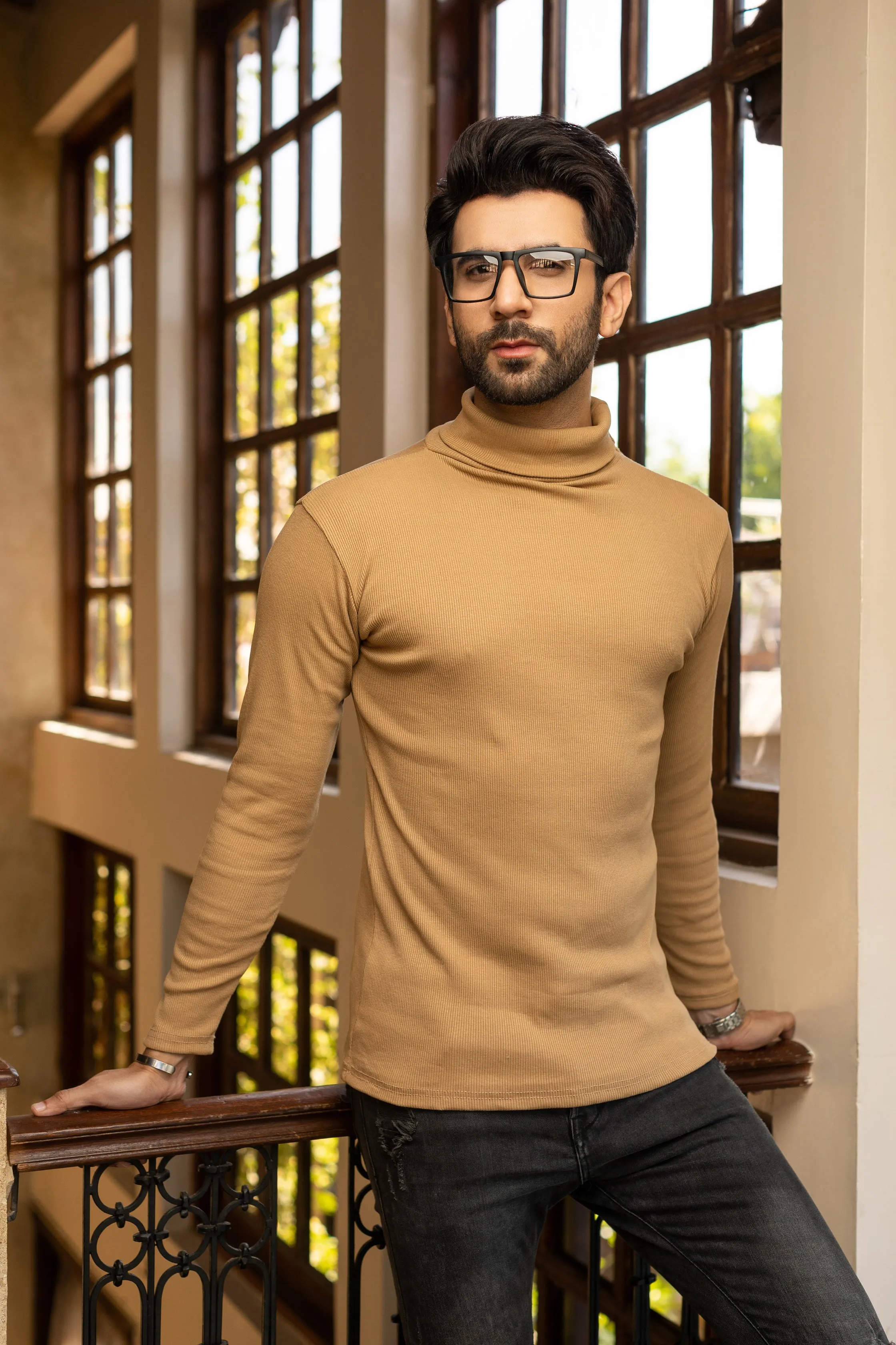 Caramel brown Men's highneck