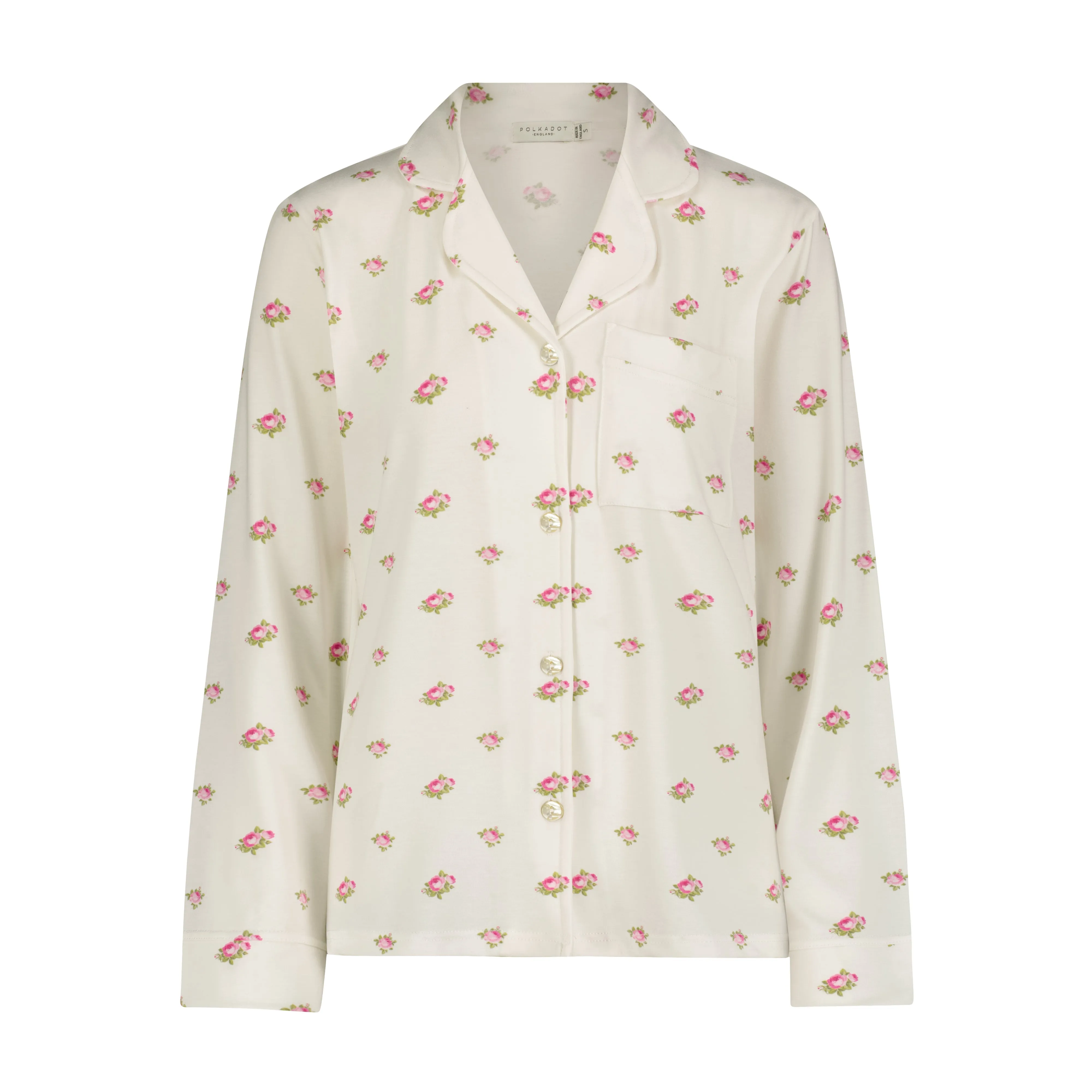 CHARLEY Pajama Set in Cream Vintage Rose Print -Longer Top