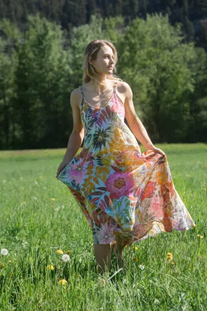 Cotton - Floral Dress - White Print