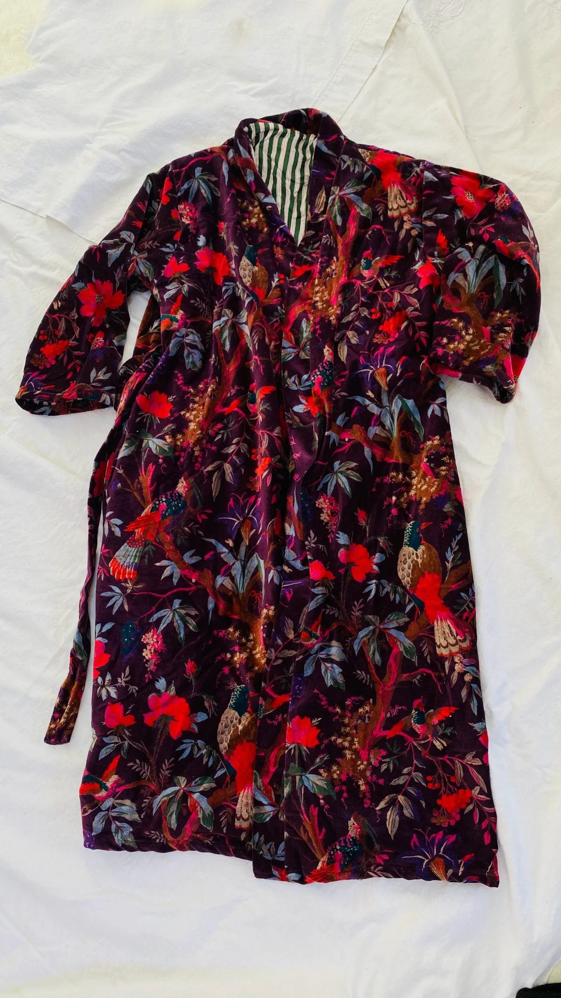 Cotton Velvet Printed Robe. Luxe Robe.