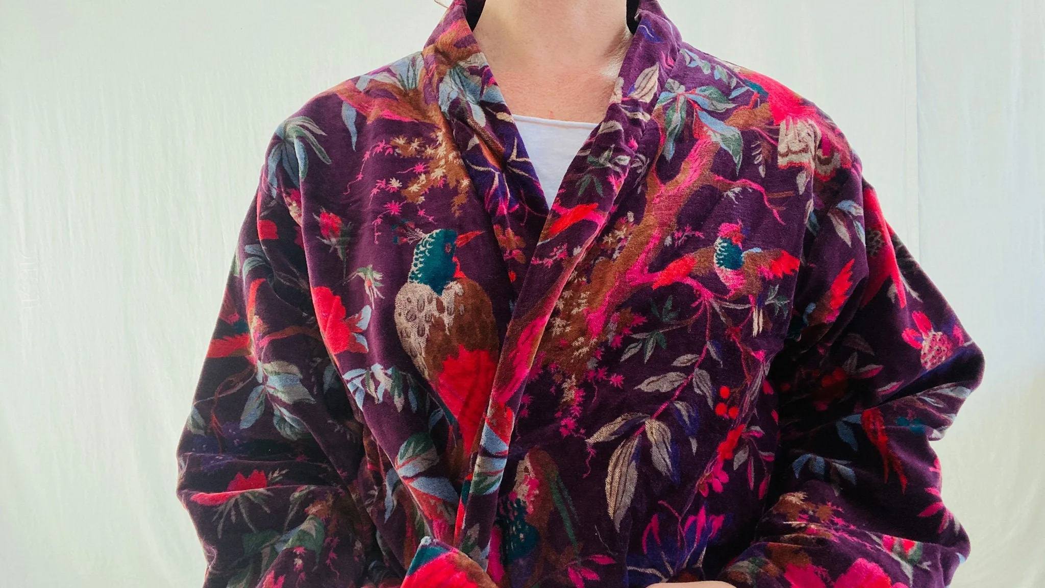 Cotton Velvet Printed Robe. Luxe Robe.