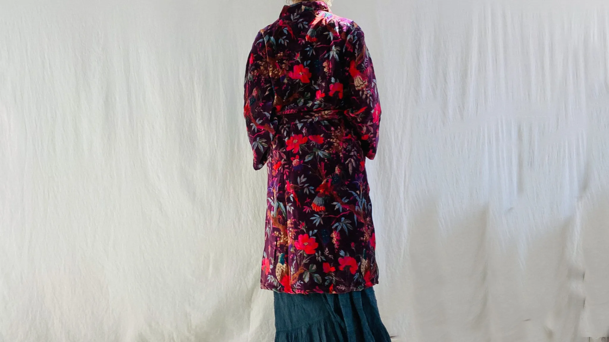 Cotton Velvet Printed Robe. Luxe Robe.