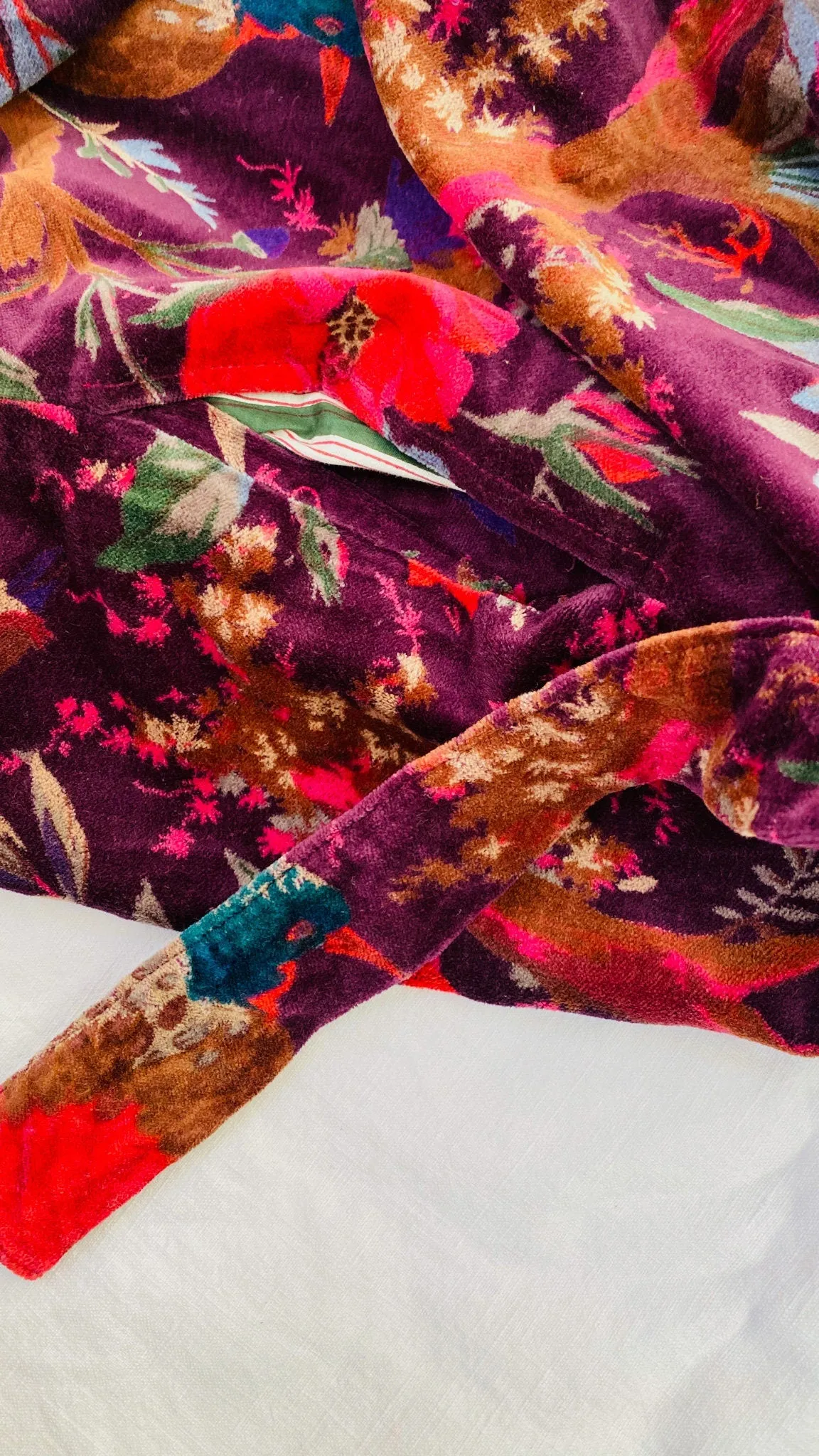 Cotton Velvet Printed Robe. Luxe Robe.