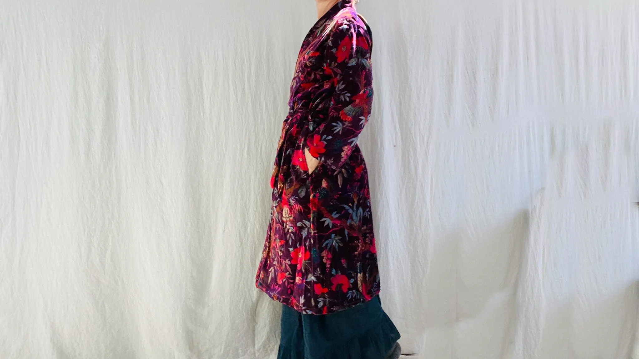 Cotton Velvet Printed Robe. Luxe Robe.