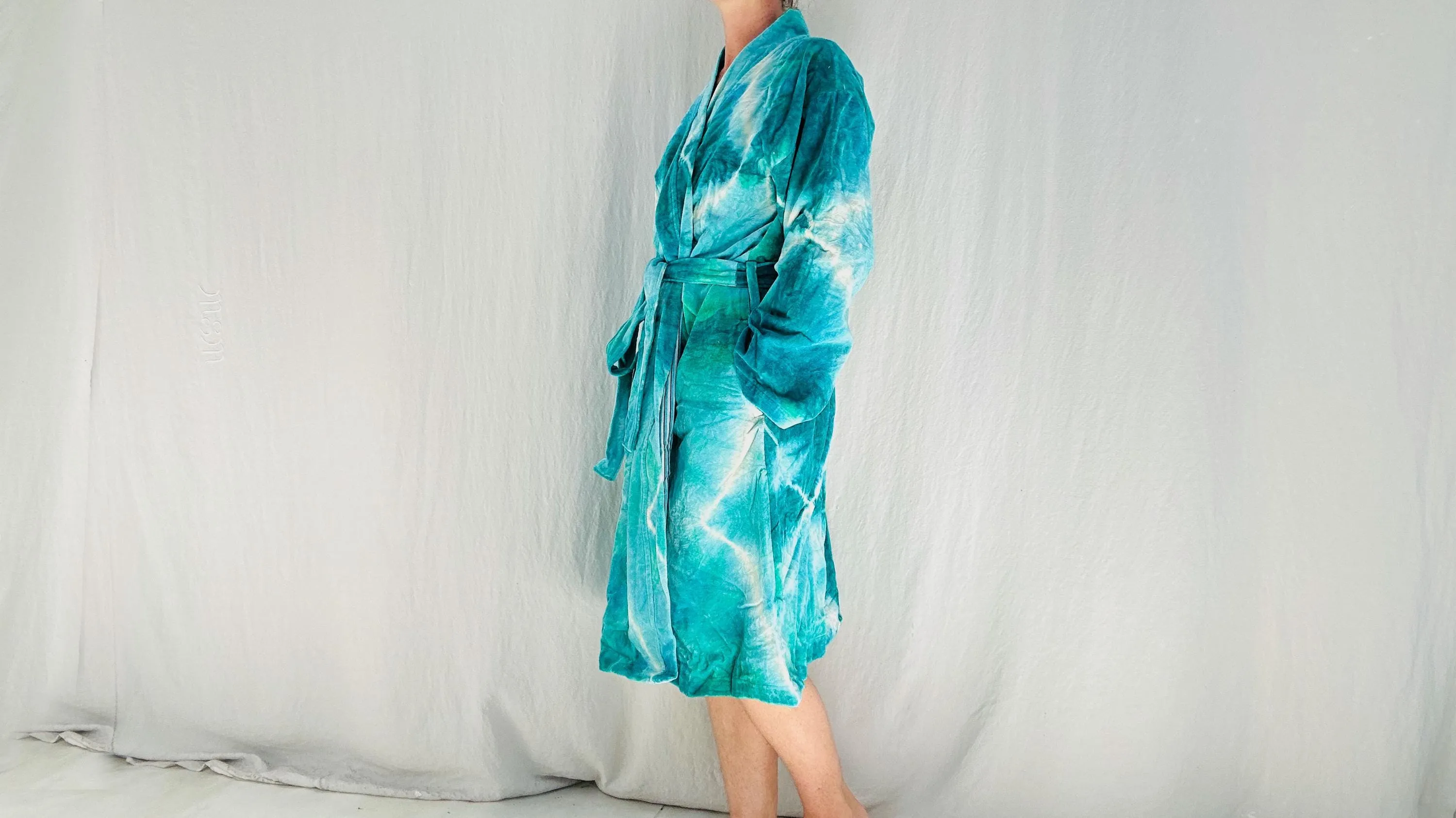 Cotton Velvet Tie Dyed Robe. Luxe Robe. 100% Cotton. One size.