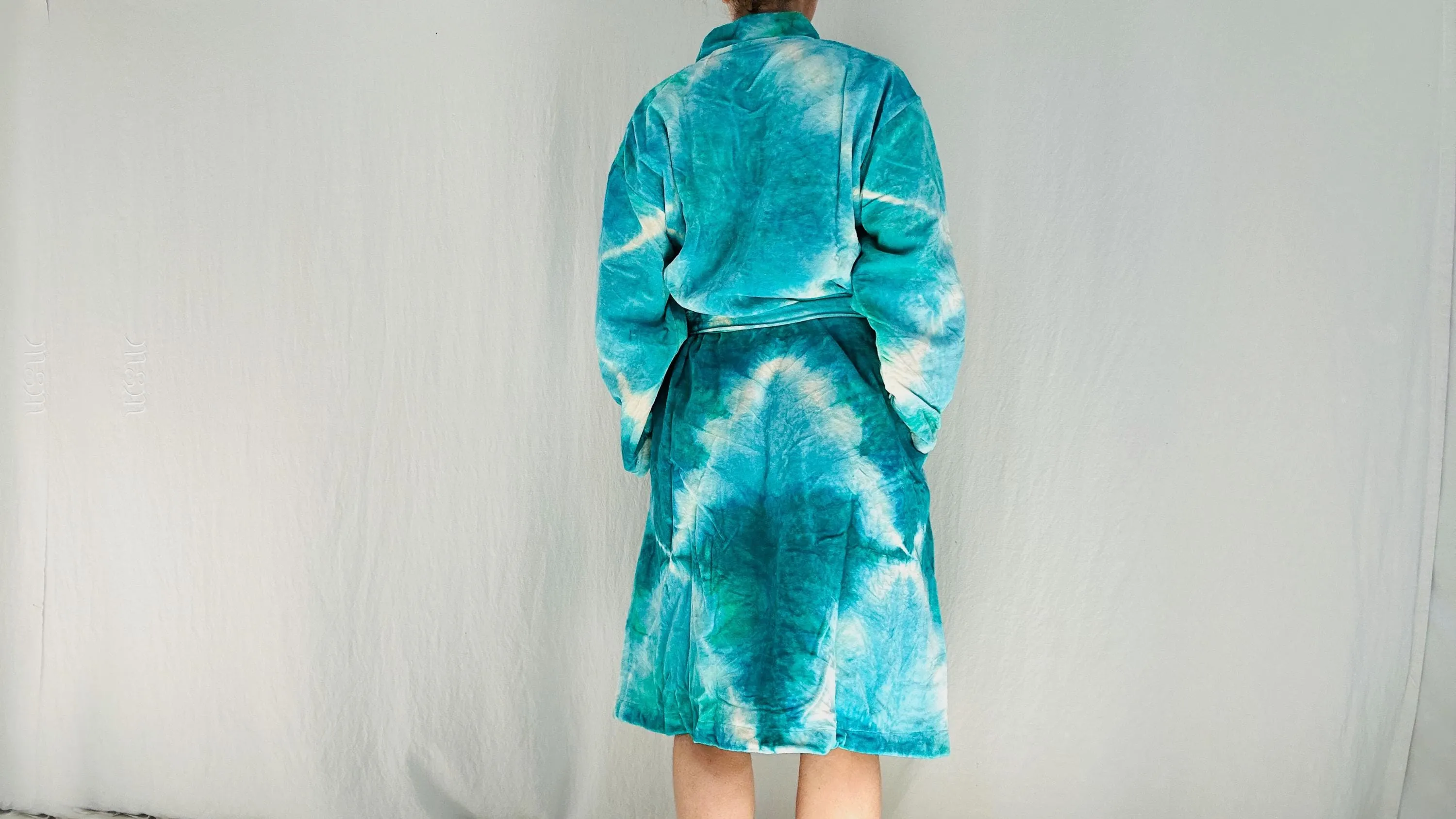 Cotton Velvet Tie Dyed Robe. Luxe Robe. 100% Cotton. One size.