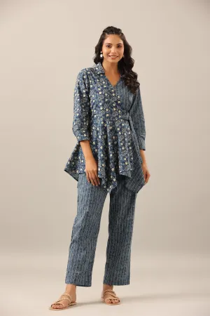 Dainty Florals with Arrows on Blue Cotton Co-ord Set