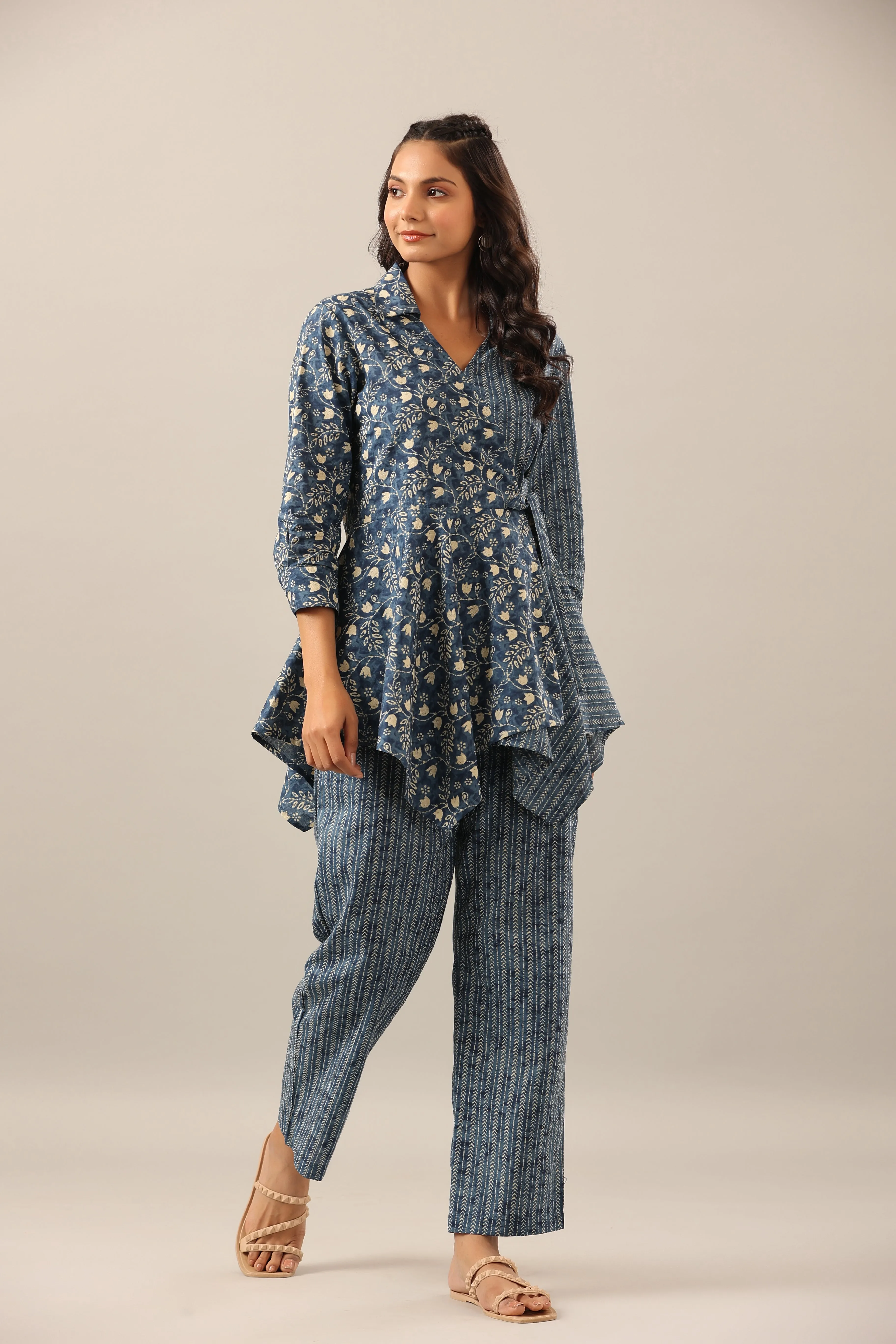 Dainty Florals with Arrows on Blue Cotton Co-ord Set