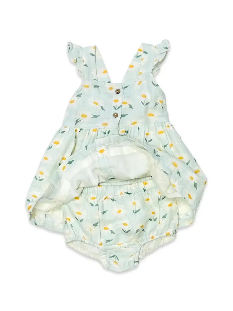 Daisies Ruffle Button Baby Dress Bloomer