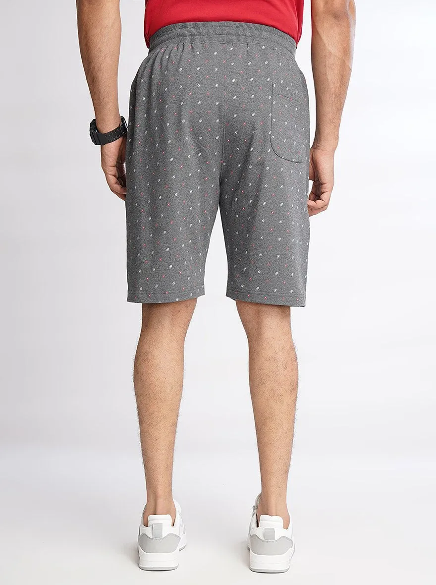 Dark Grey Printed Slim Fit Shorts | JadeBlue