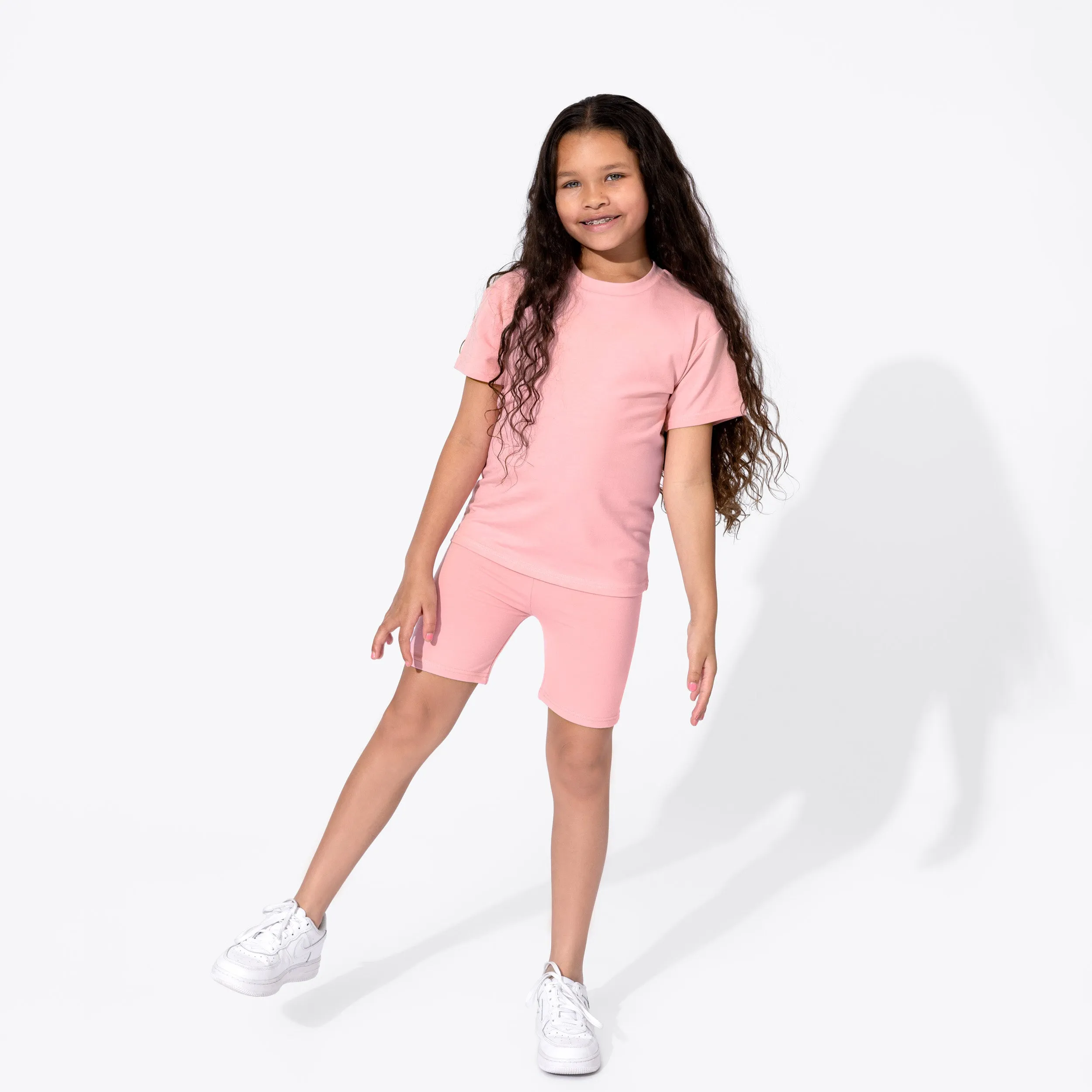 Dusty Rose Bamboo Blend Kid's Oversized Tee & Biker Short Set