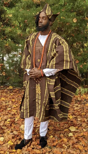 Esho African Aso Oke Grand boubou Agbada Robe - DP4085