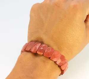 Faceted Red Jasper Bracelet - Elastic & Double Reinforced For strength, stamina, and grounding