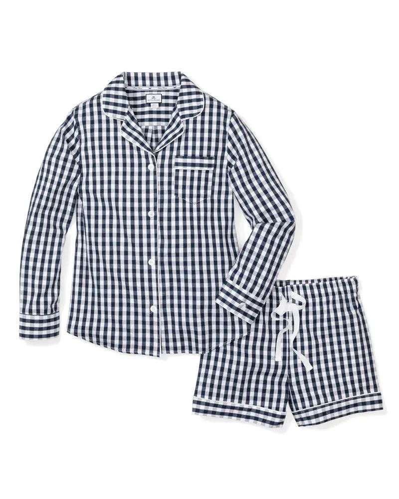 FEARRINGTON LIFESTYLE COLLECTION - WOMEN'S TWILL PAJAMA SET IN NAVY FRENCH TICKING
