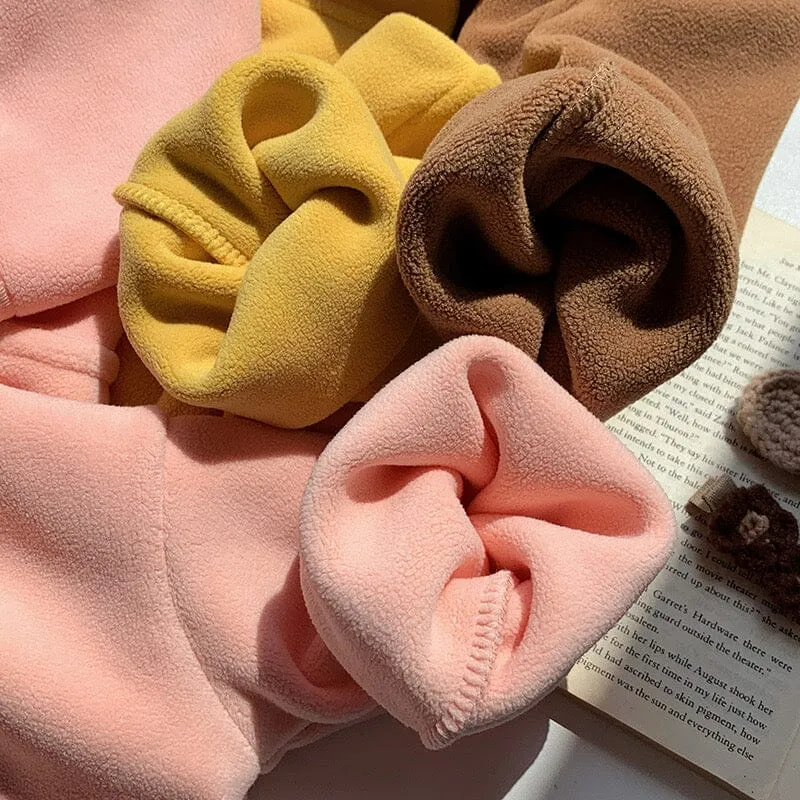 Flora Solid Color Fleece Hooded Jacket