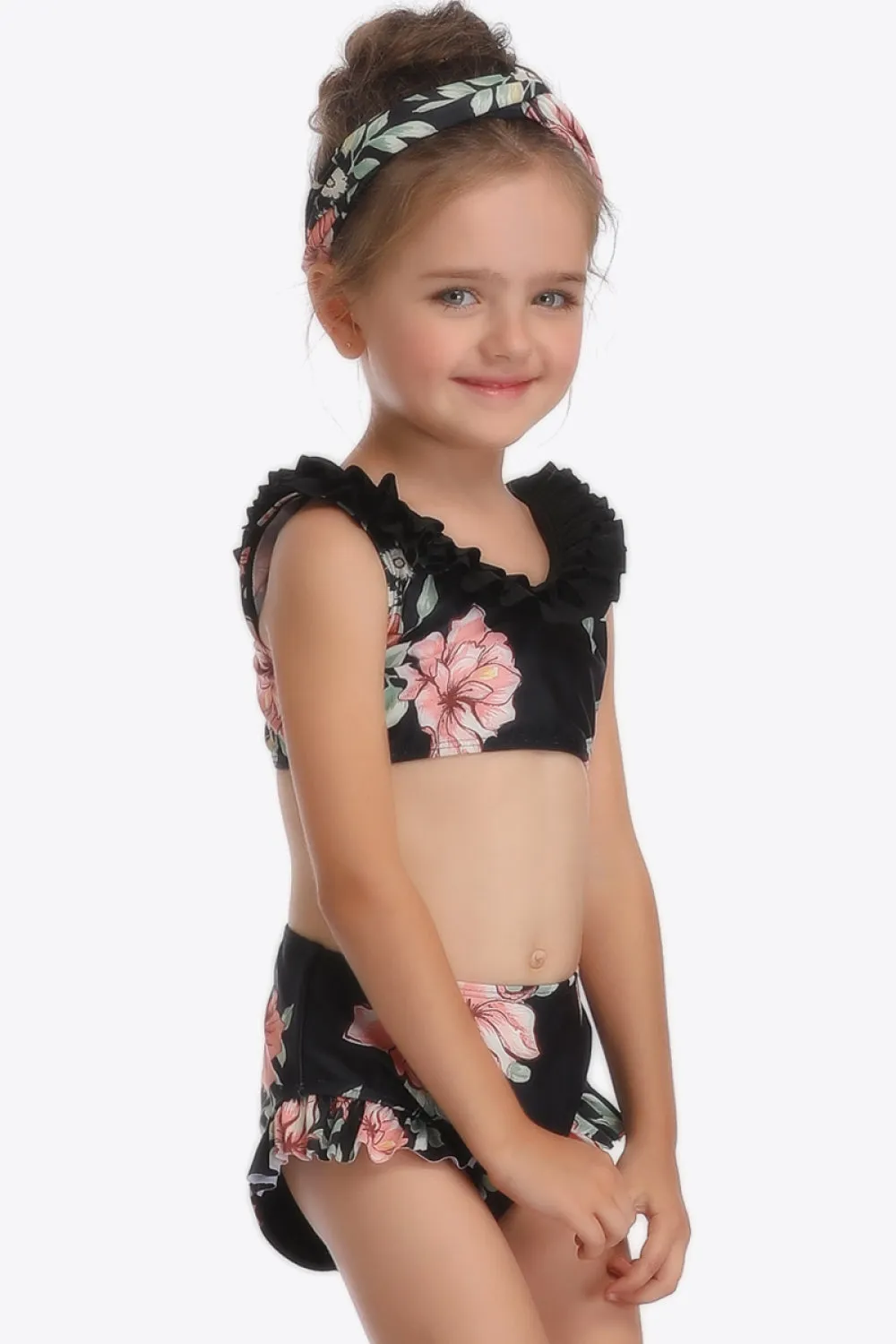 Floral Ruffled Sleeveless Two-Piece Swim Set